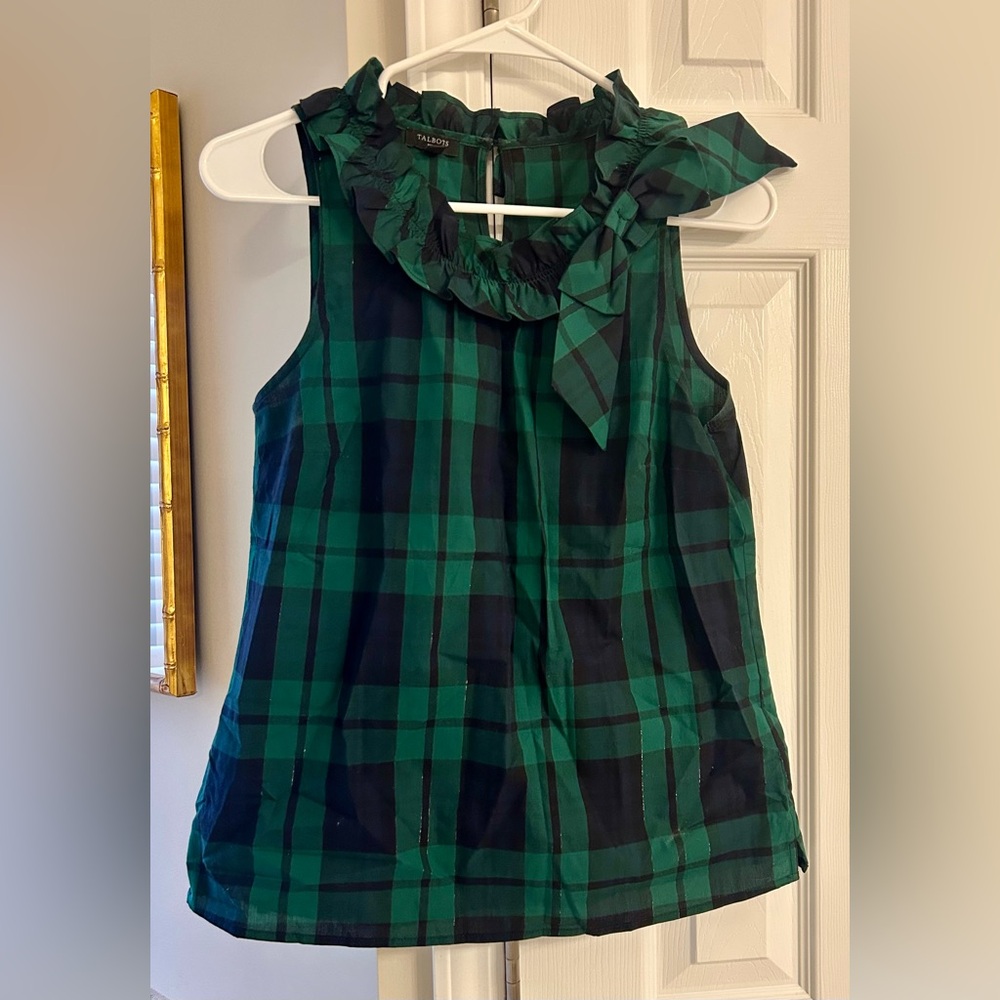 Talbots Green and Black Plaid Camisole
